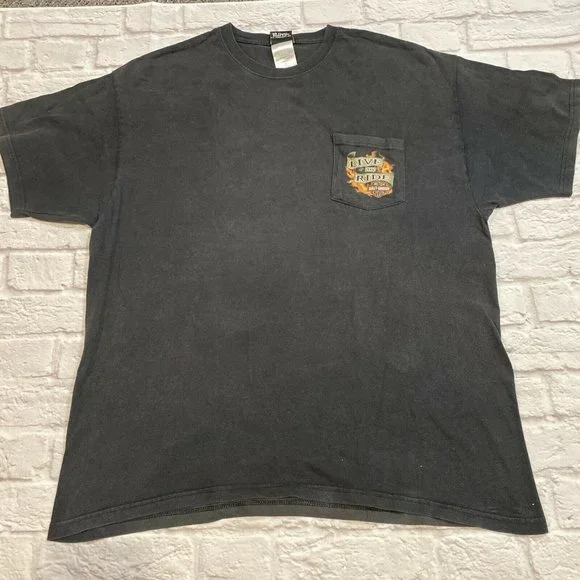 - Harley Davidson Wurtsboro, NY - Hanes Beefy Black Pocket T-Shirt - Men's XL - Picture 2 of 12